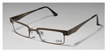 Ogi 3501 Antique Gold and Brown Rectangular Full Rim Eyeglasses