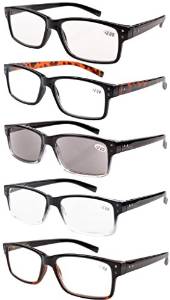 5 pack Mens Reading Glasses includes sunreaders