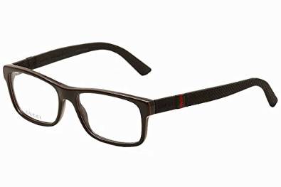 Gucci Mens Black Red Green Rectangular Eyeglasses