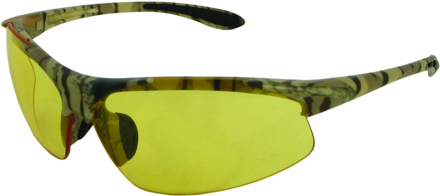 Commandos Safety Glasses with Walnut Camo Frame and Amber Lens