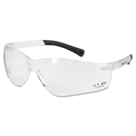 Crews Polished Black Frame Safety Glasses with Blue Diamond Mirror Lens