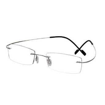 EyeBuyExpress Silver Titanium Rimless Readers