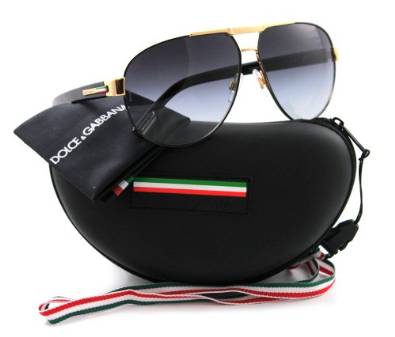 Dolce and Gabbana Gold Black Sunglasses with Gradient Gray Lenses
