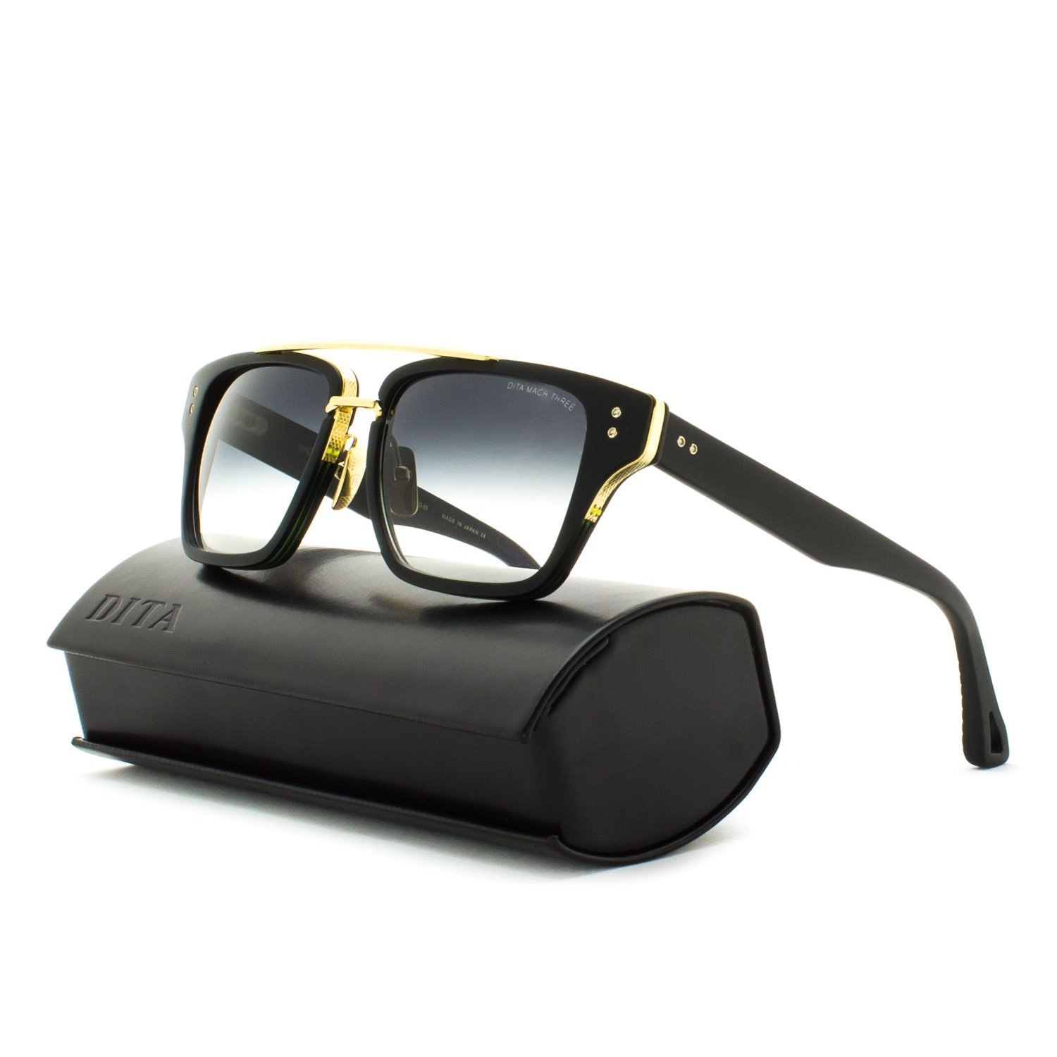 Dita Mach Three Sunglasses Shiny 18K Gold with Black