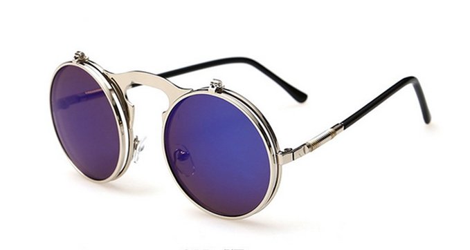 Unisex Retro Metal Steam Flip Fashion Glasses