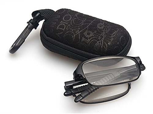 Slim Mini Black Flip Top Eyeglasses with a zipper case