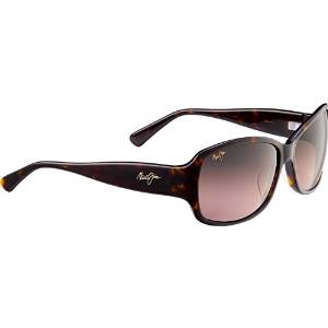 Maui Jim Punchbowl Polarized Rectangular Sunglasses with a Tortoise and Pink Frame