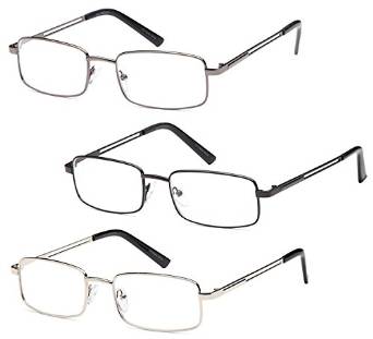 3 Pair Mens Stainless Steel Readers