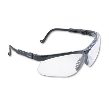 Uvex Genesis Safety Eyewear with a Black Frame and Clear Ultra-Dura Hardcoat Lens