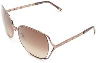 Escada Oversized Gold and White Leather Sunglasses