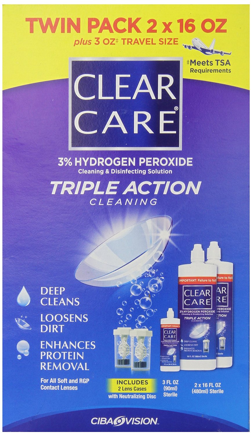 Clear Care 3% Hydrogen peroxide Triple Action Lens Cleaner
