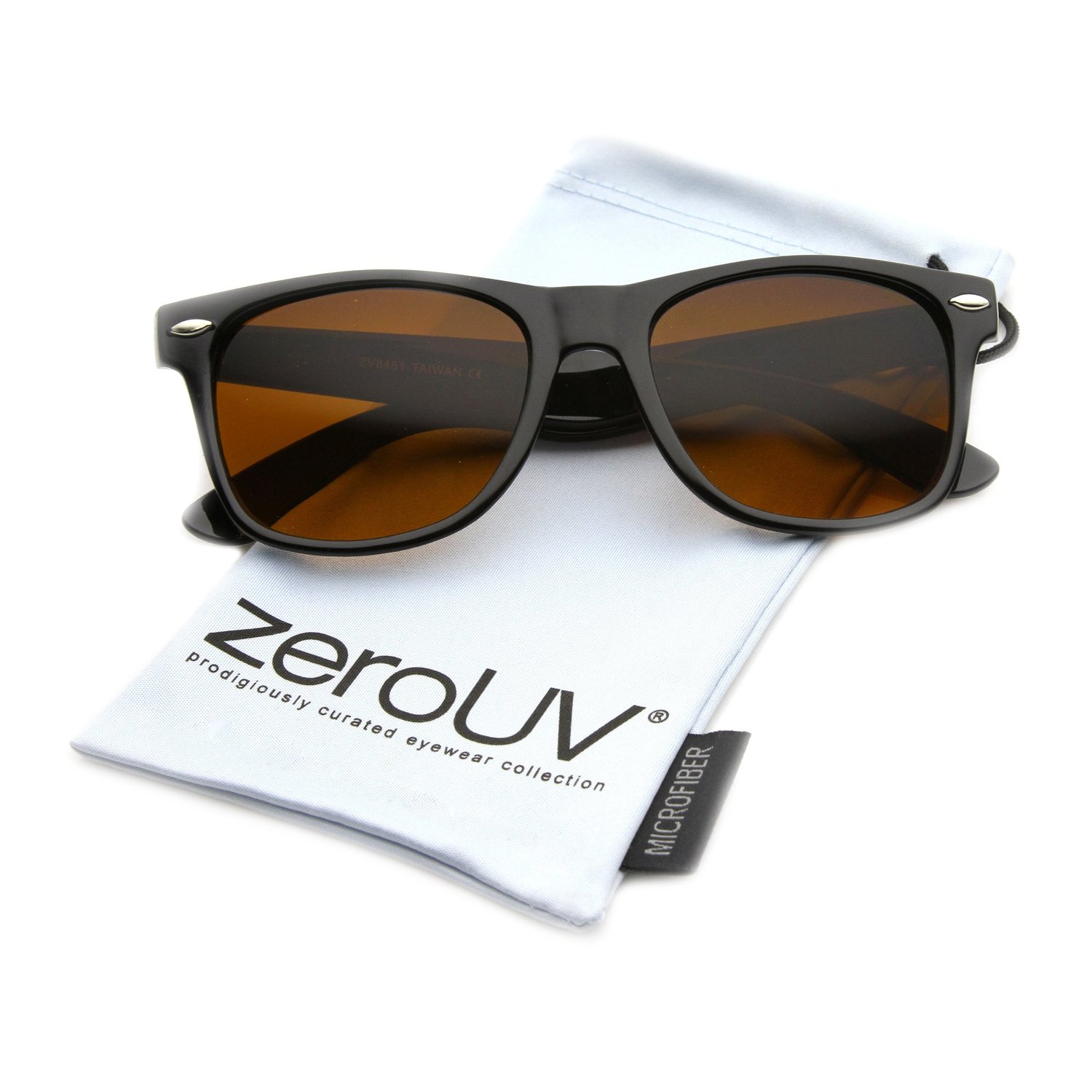 zeroUV - Blue Blocking Horn Rimmed Driving Sunglasses with Amber Tinted Lens