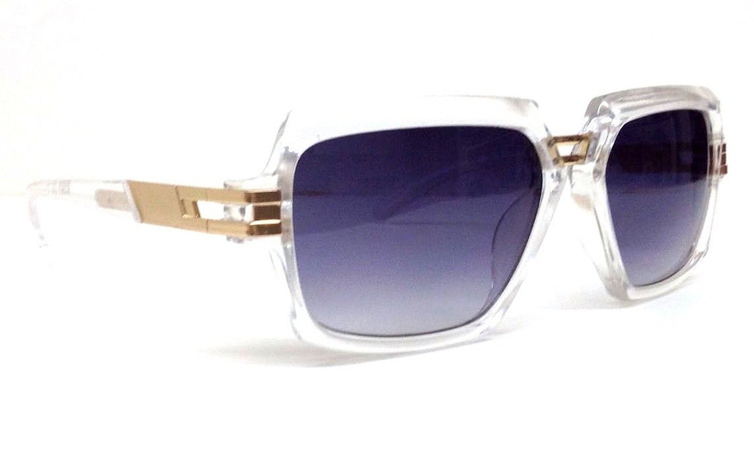 Clear and Gold Gazelle Sunglasses with Black Lenses