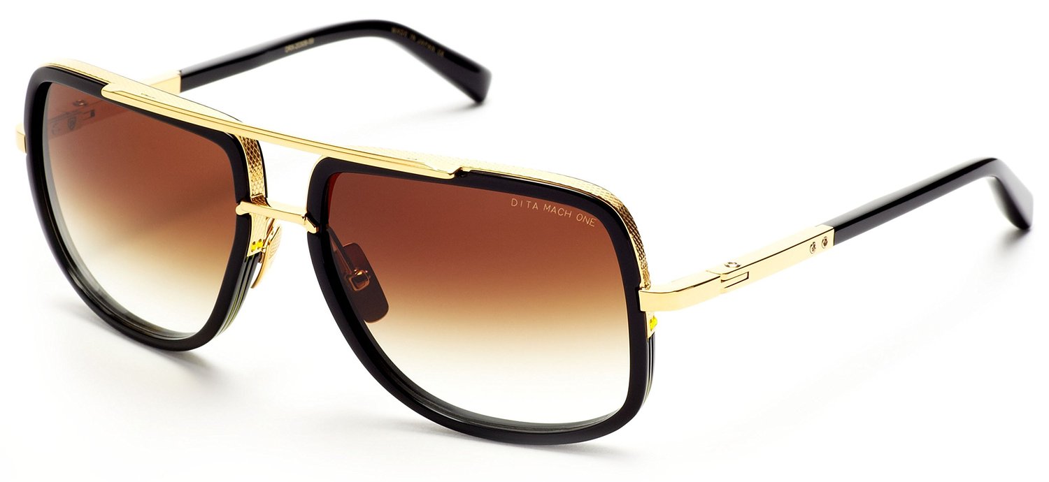 Dita Mach One Sunglasses Shiny 18K Gold with Black