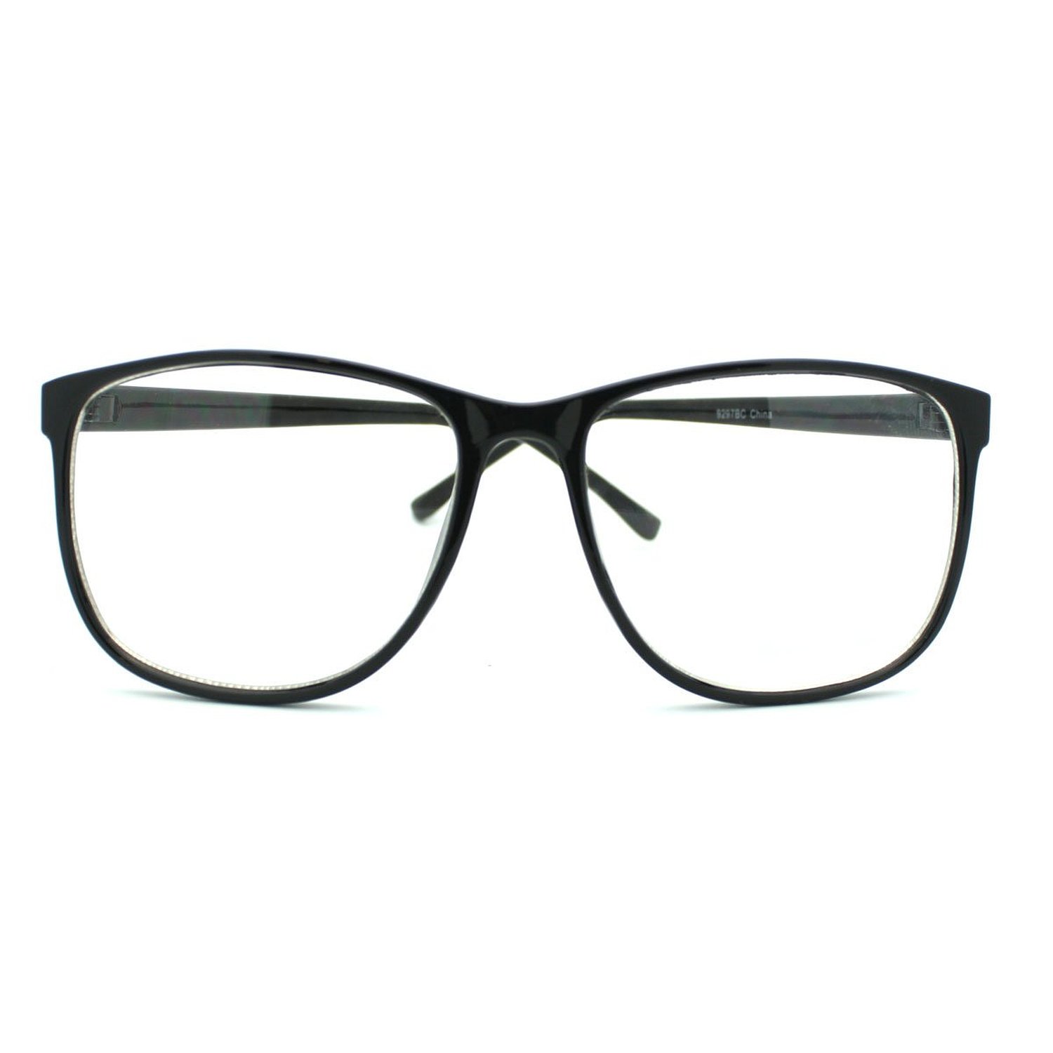 Vintage Large Rectangular Nerd Thick Blue Frame Clear Lens