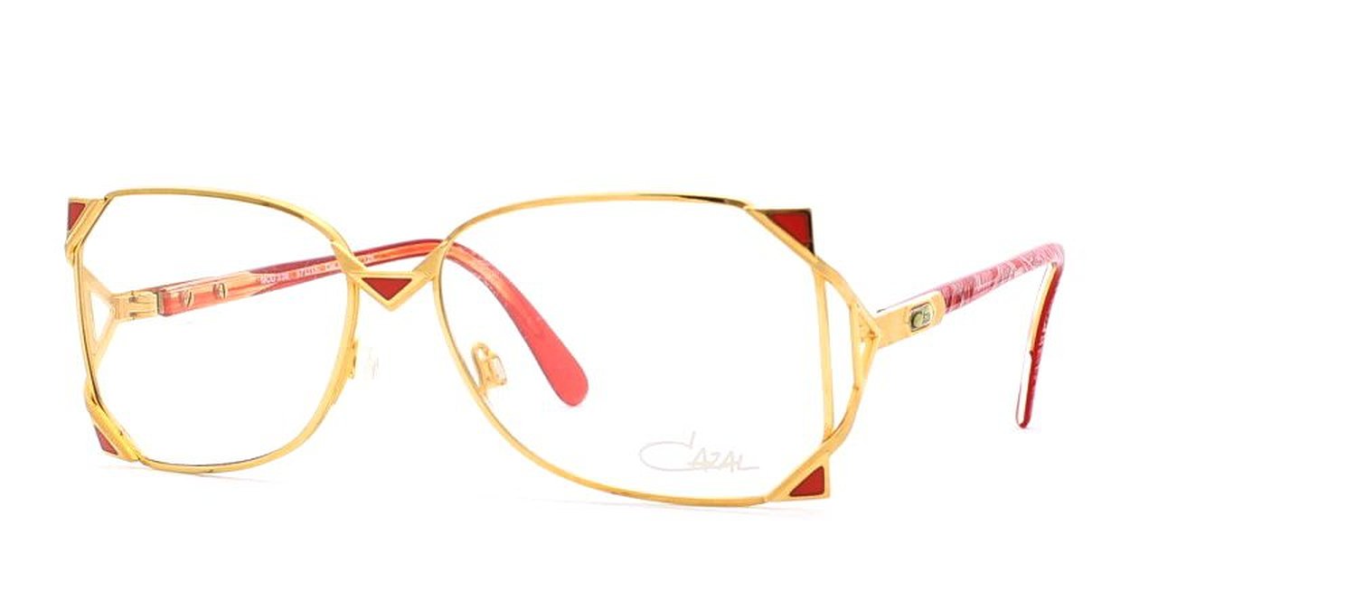 Cazal Authentic Vintage Women Eyeglasses with Gold and Red Frame
