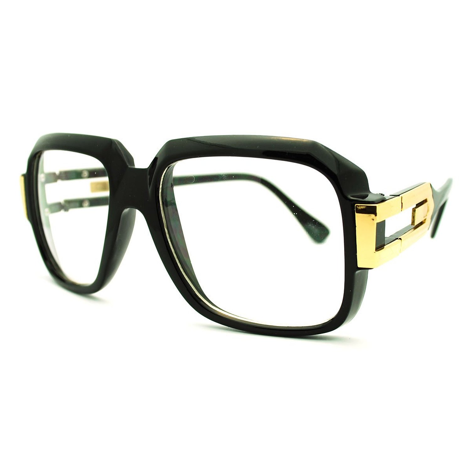 Run DMC Style Oversized Rectangular Hip Hop Glasses with Metal Horn Rim