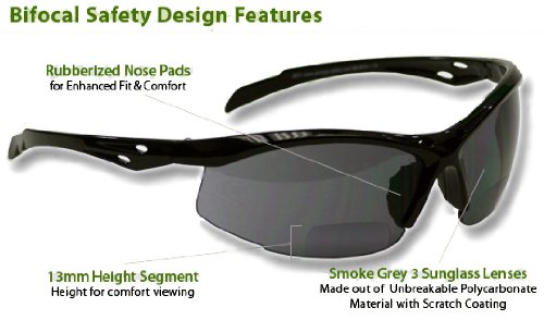 Bifocal Safety Glasses Smoke colored lens