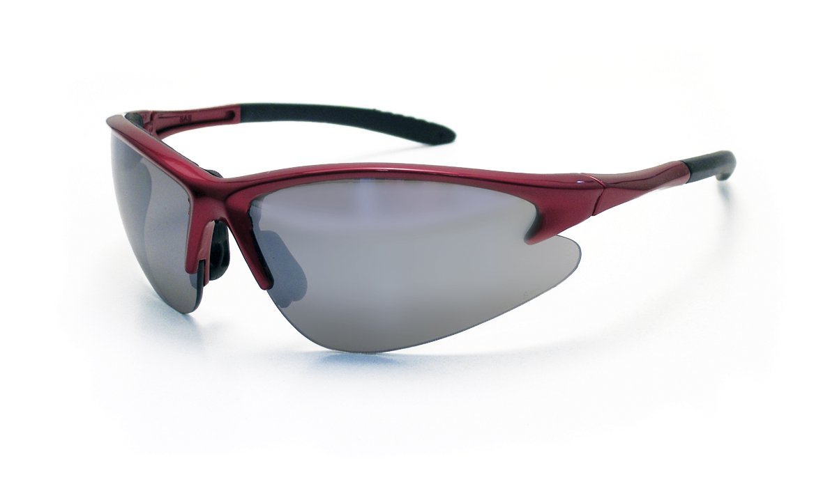 SAS Safety Eyewear with Mirror Lens and Red Frame