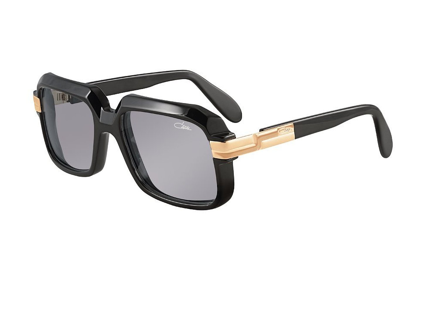 Cazal Schwarz Sonnebrille Sunglasses with Black Frames and Gold Accents