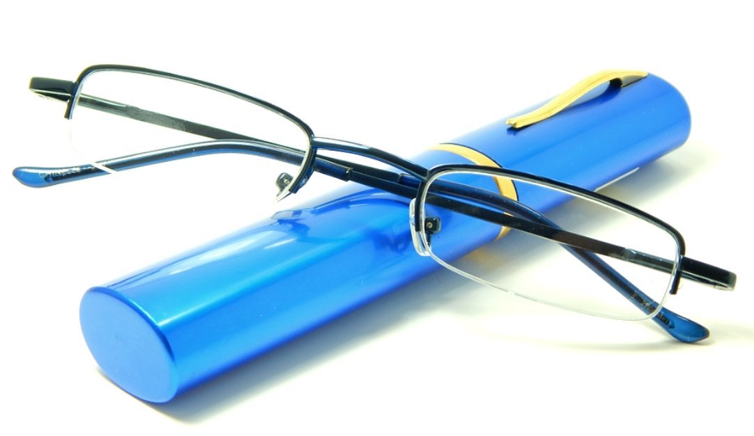 Tube Reading Glasses available in various strengths and case colors