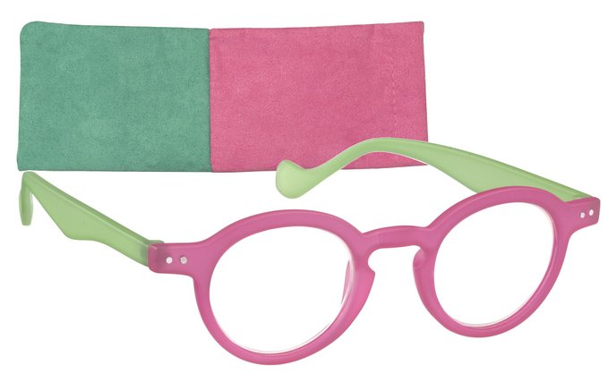 ICU Round Frosted Two Tone Reading Glasses with Soft Case