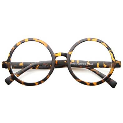 zeroUV Large Oversized Metal Frame Clear Lens Circle Reading Glasses